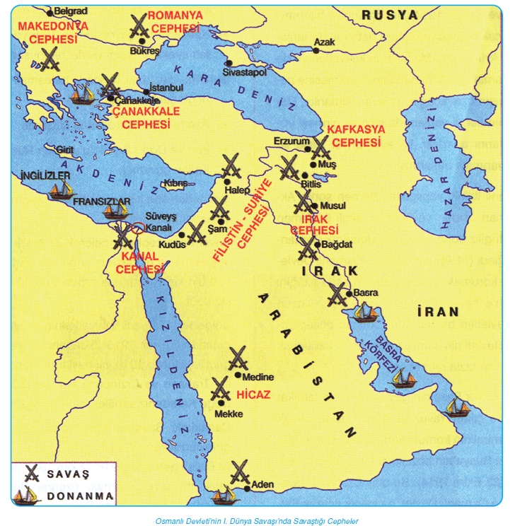 Osmanlı Devleti'nin 1. Dünya Savaşı'nda Savaştığı Cepheler